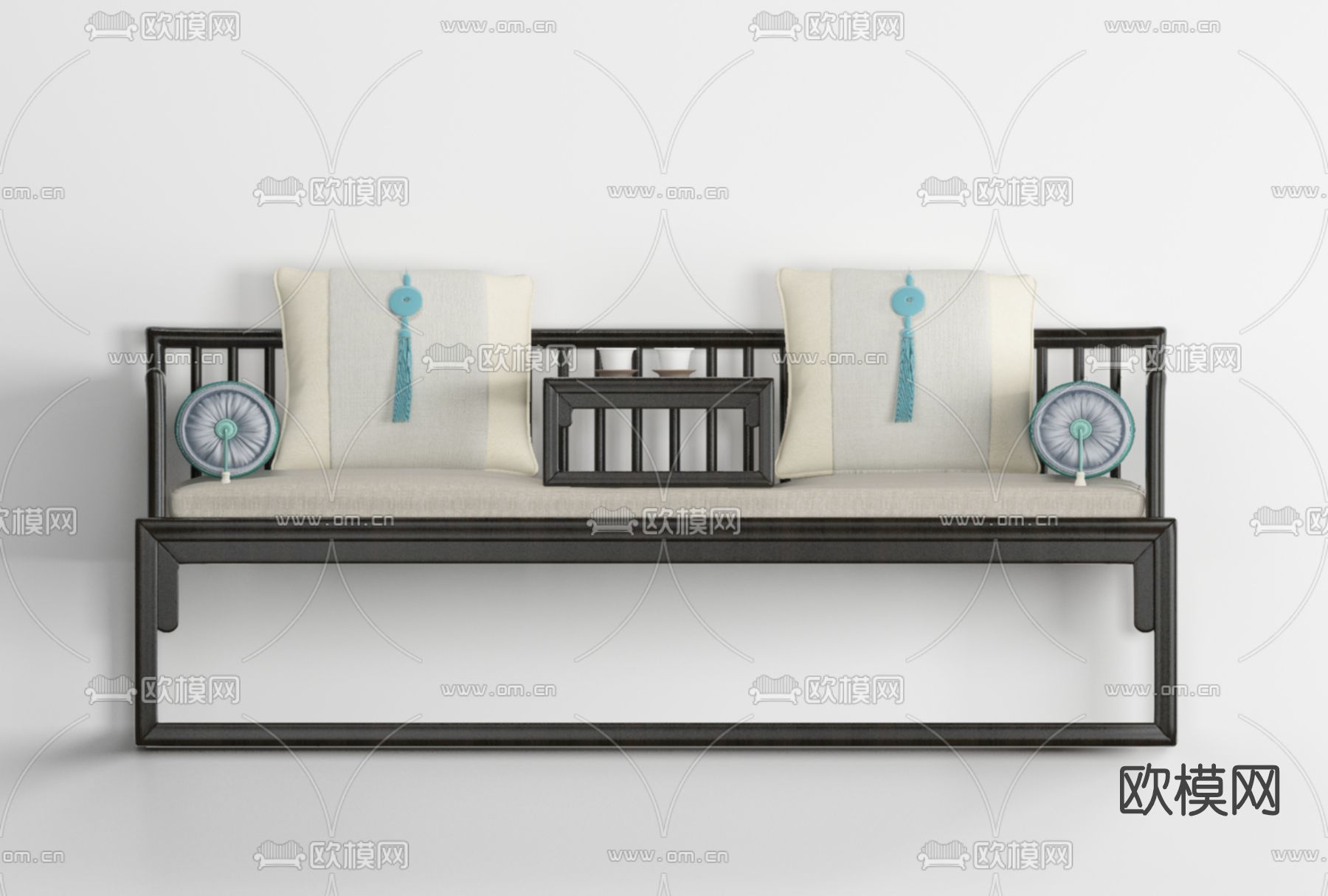 新中式罗汉床免费3d模型下载