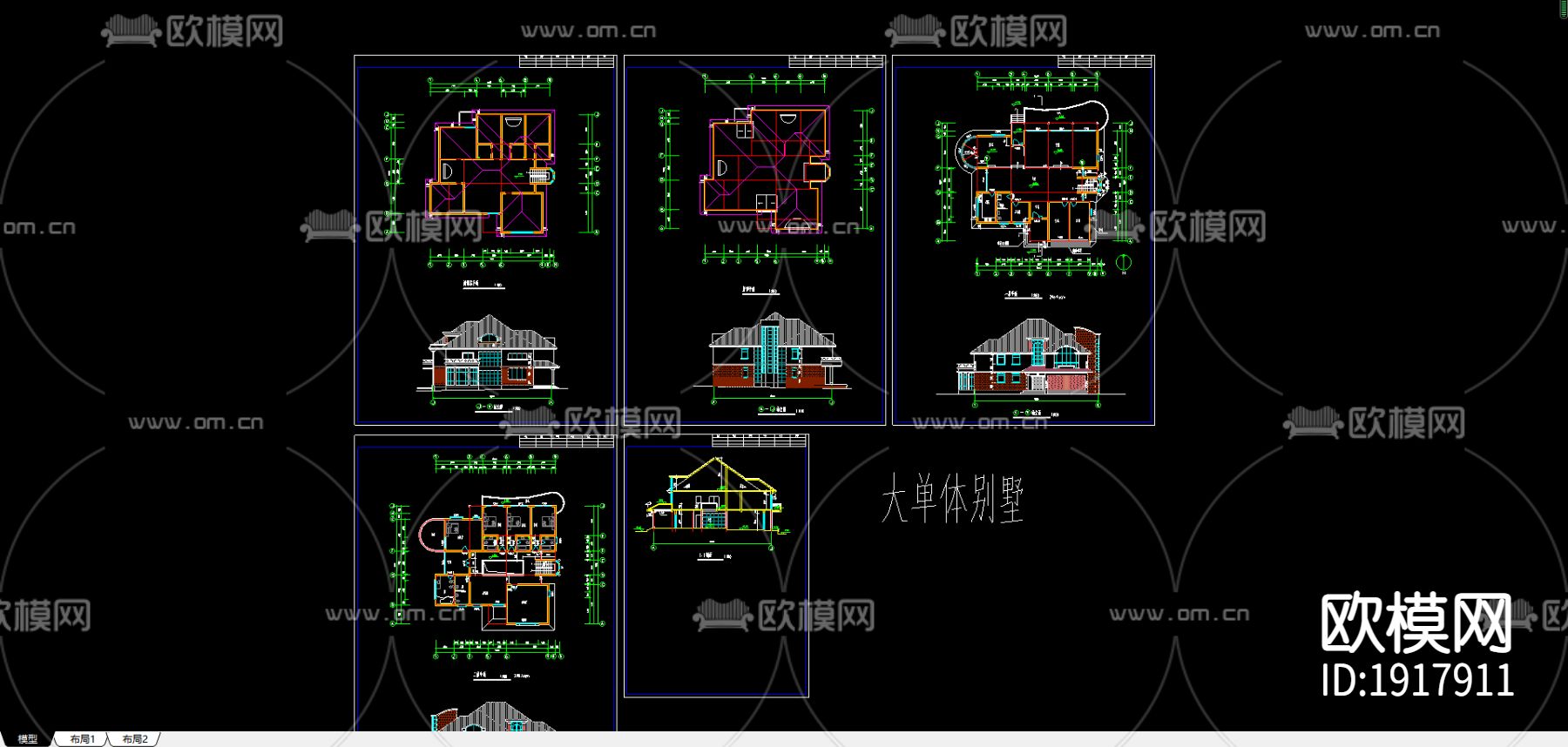 大单体别墅建筑图下载（渲染图3）