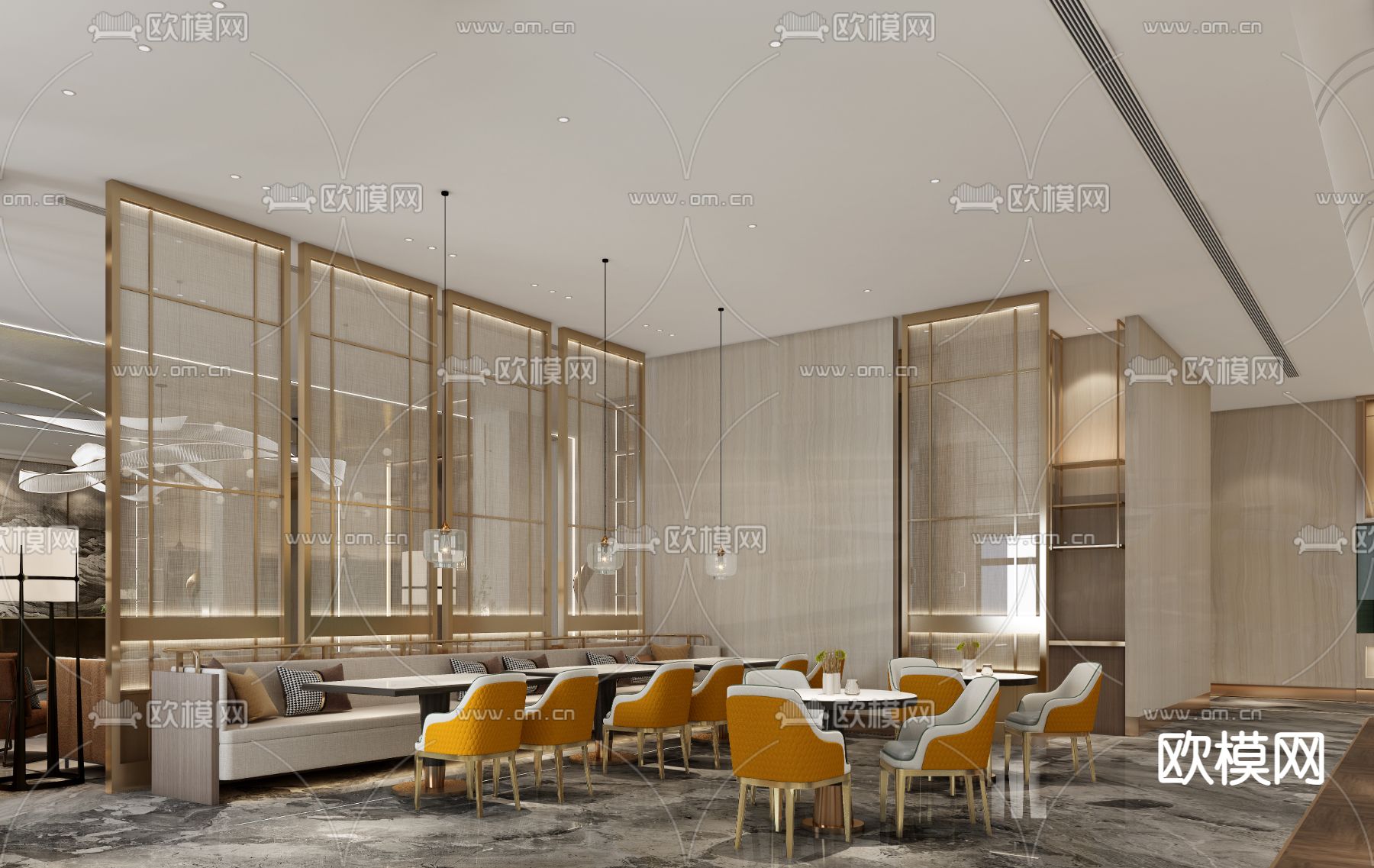 现代轻奢酒店大厅免费3d模型