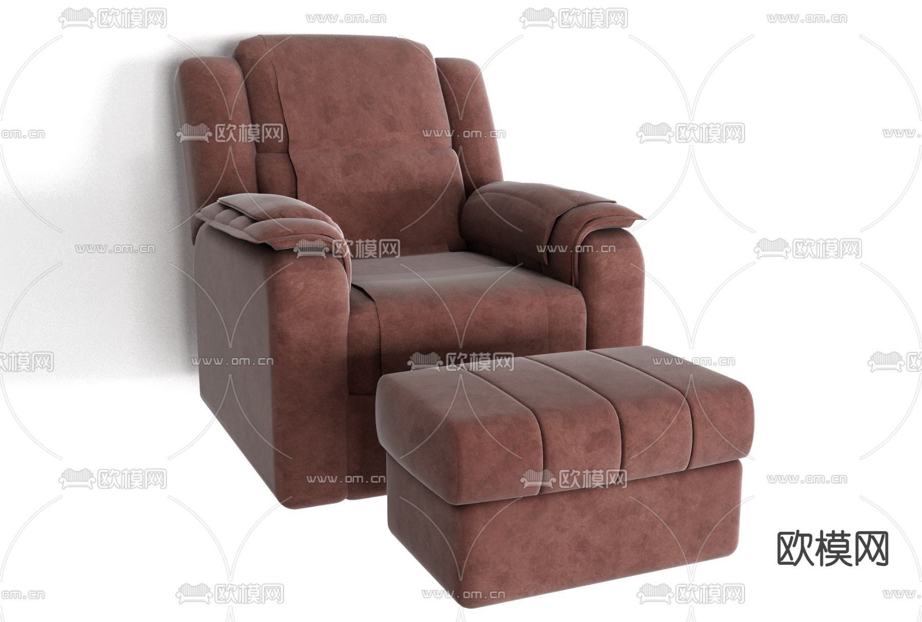 现代布艺单人沙发免费3d模型下载