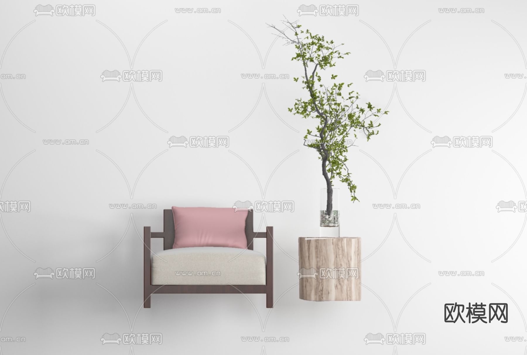 新中式单人沙发免费3d模型下载