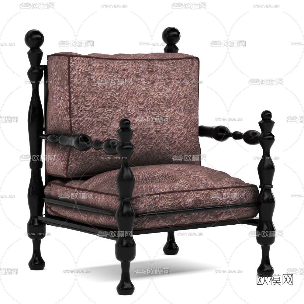 简欧单人沙发免费3d模型下载