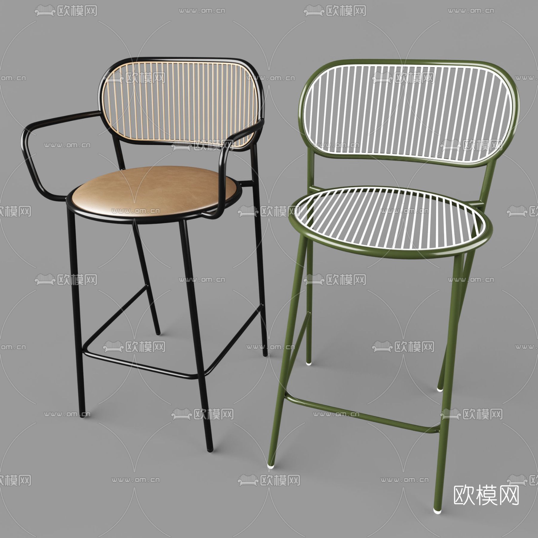 现代吧台椅免费3d模型下载