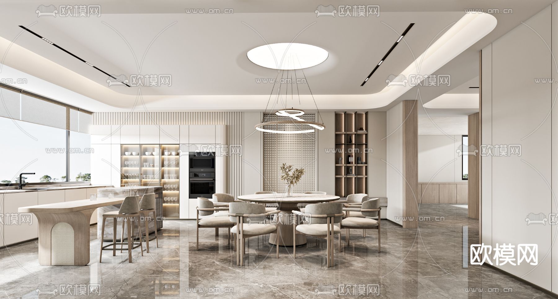 侘寂风餐厅3d模型下载