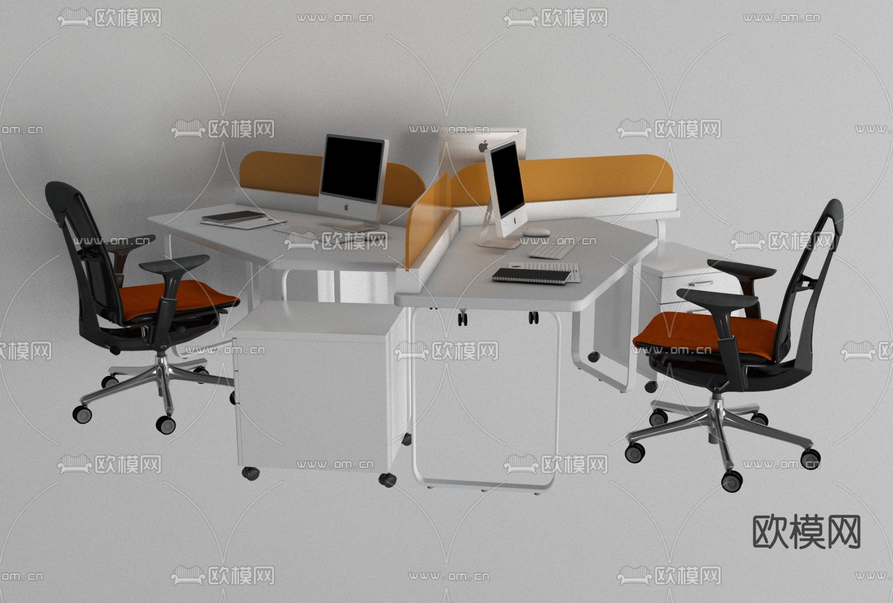 现代办公屏风卡位免费3d模型下载