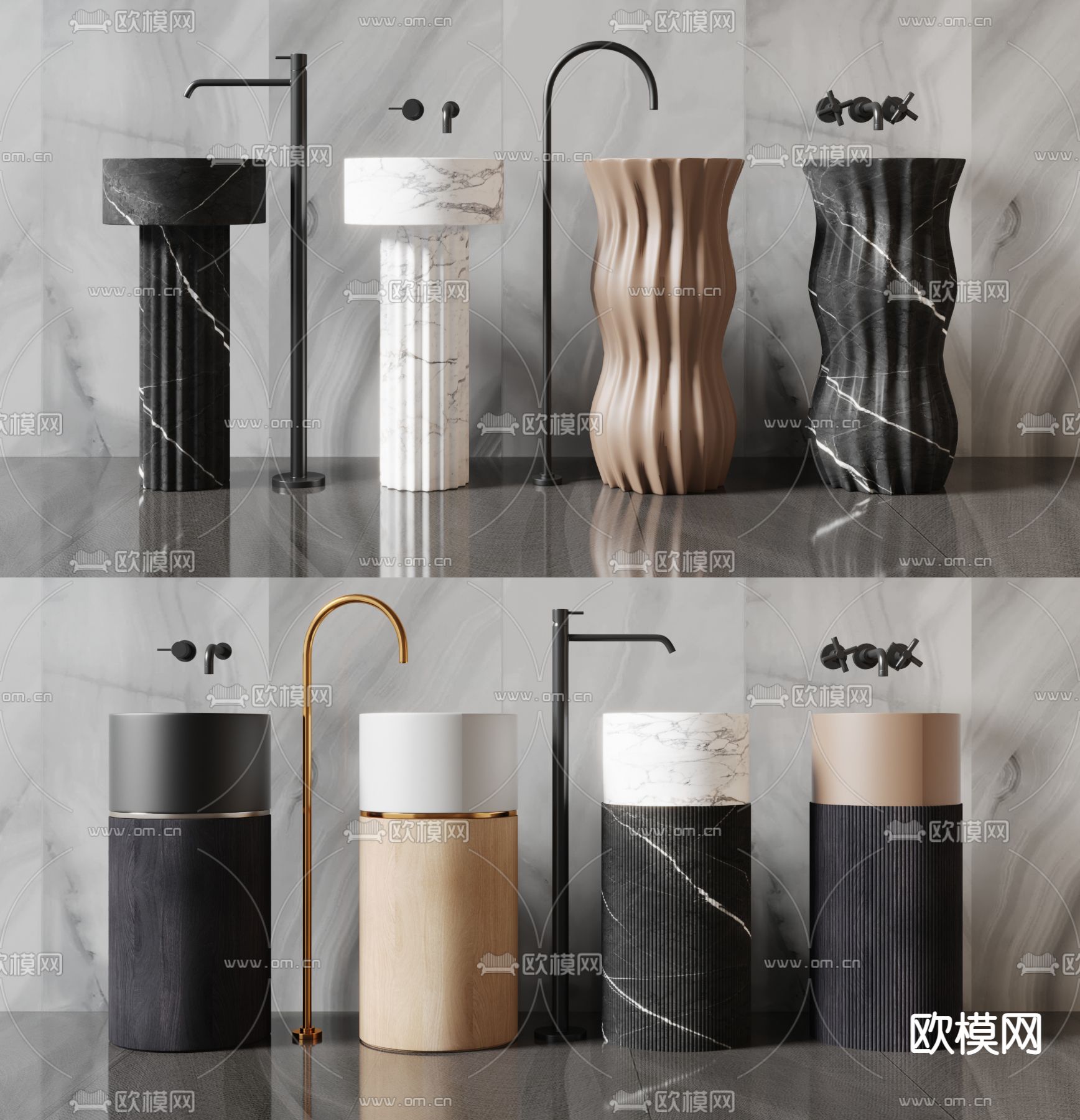 现代立式洗手台3d模型