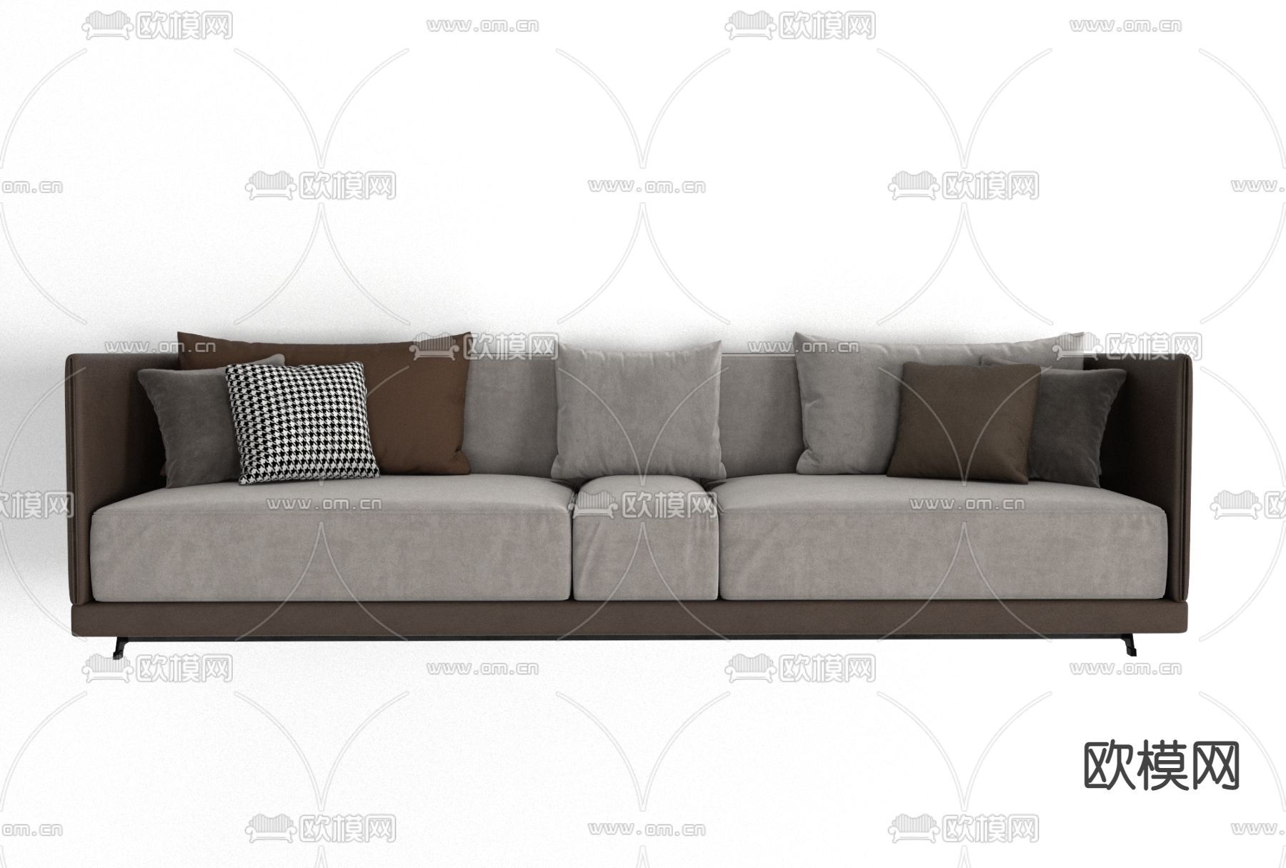 现代布艺多人沙发免费3d模型下载
