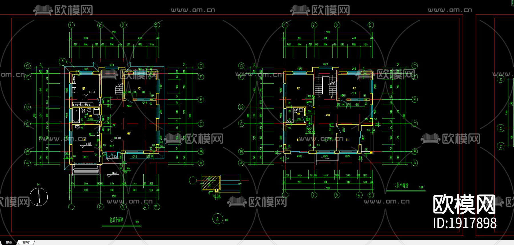 成套别墅建筑施工图下载（渲染图1）