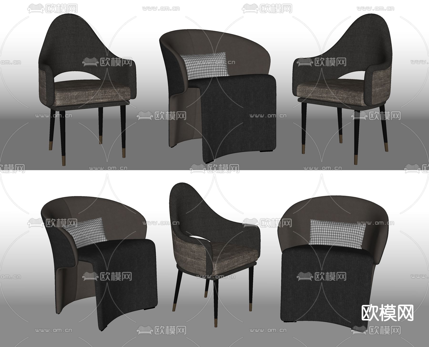 北欧单椅餐椅su模型下载（渲染图2）
