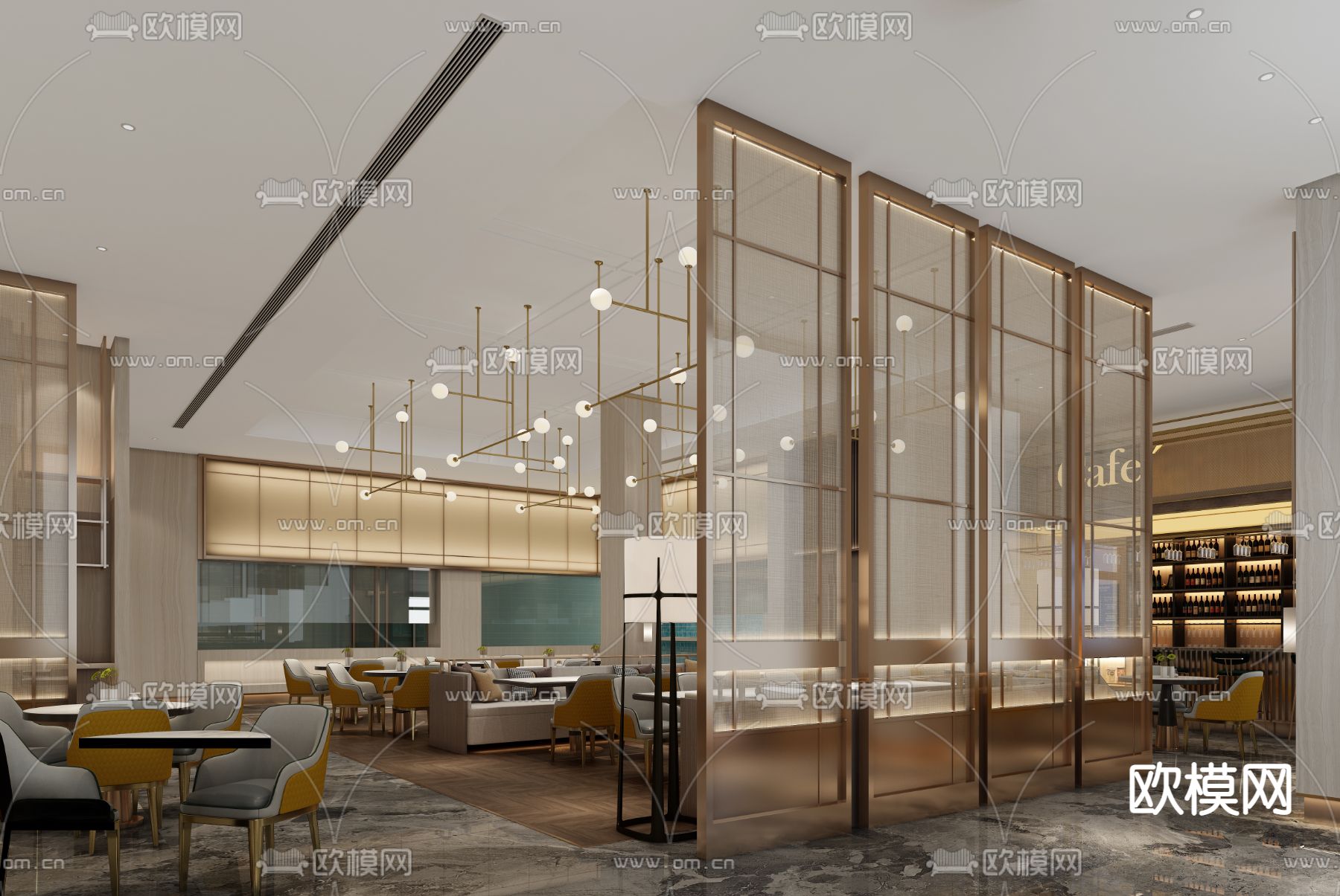 现代轻奢酒店大厅免费3d模型