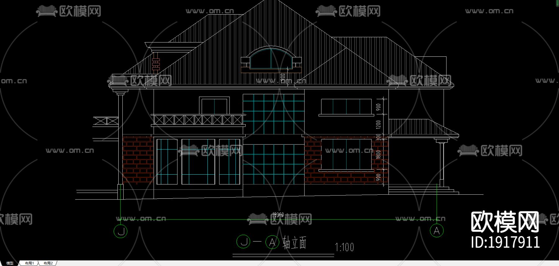 大单体别墅建筑图下载（渲染图1）