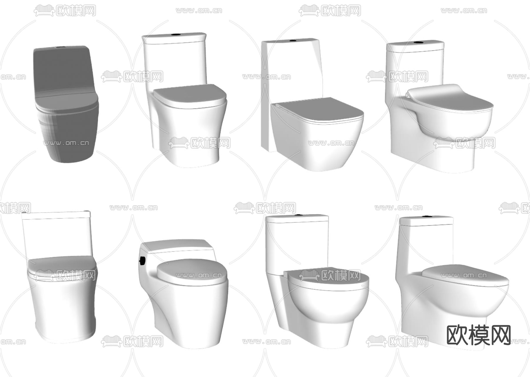 现代马桶su模型下载（渲染图2）