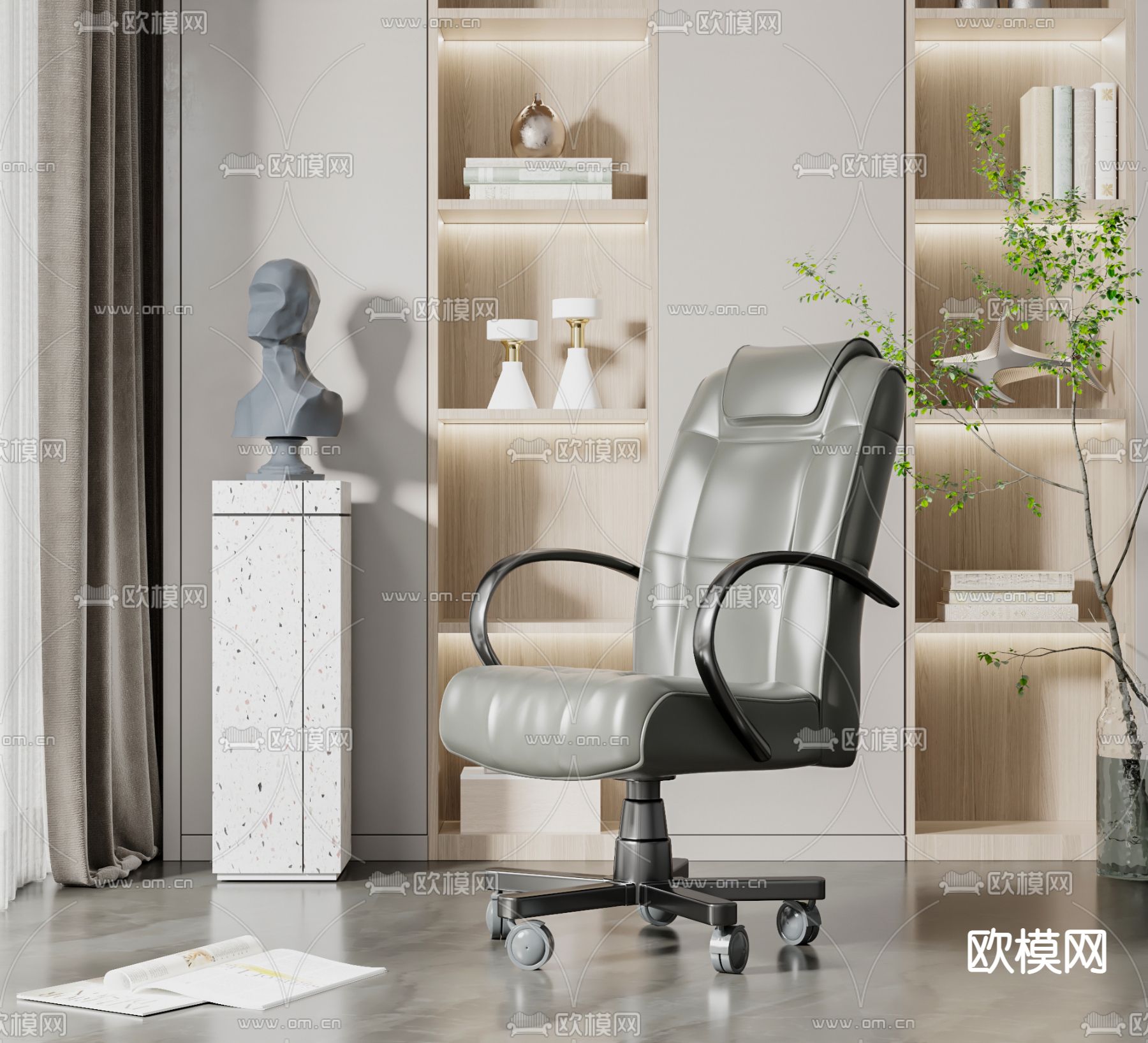 现代皮革办公椅大班椅3d模型下载