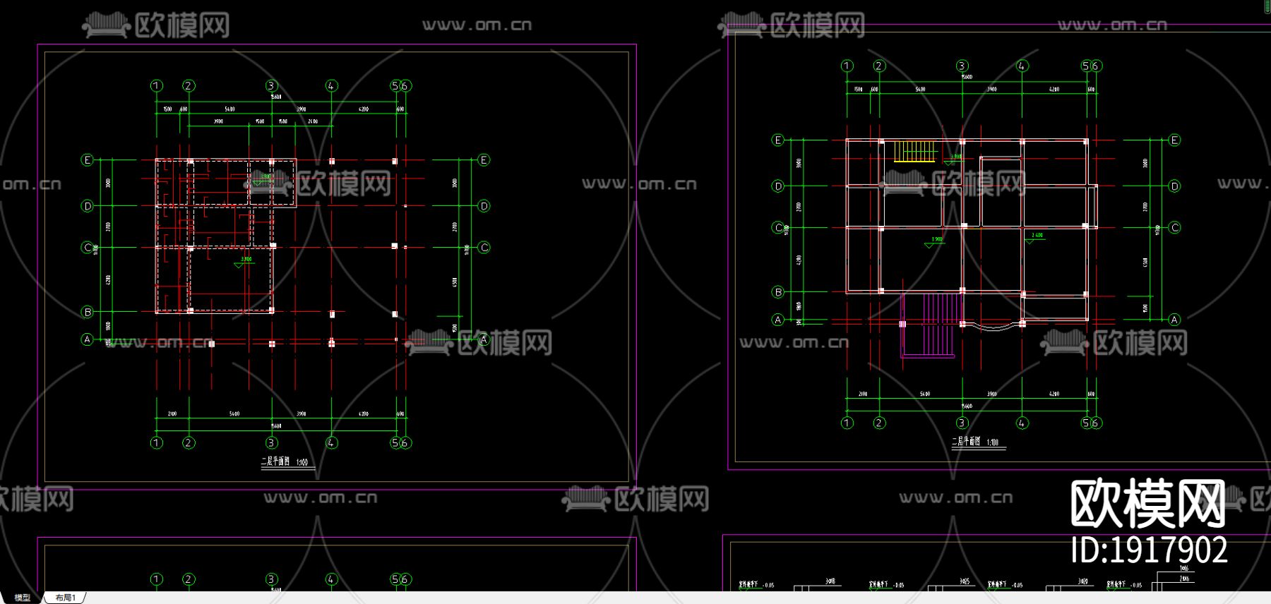 错层别墅建筑结构施工图下载（渲染图2）