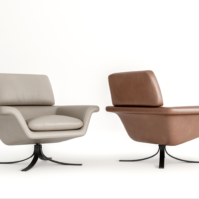 现代皮革休闲沙发su模型