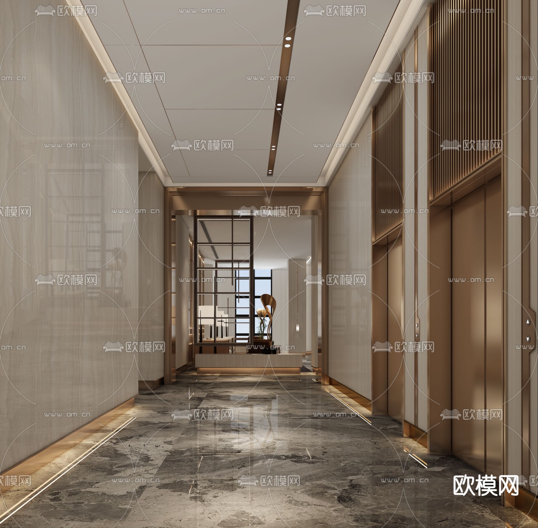 现代轻奢酒店大厅免费3d模型