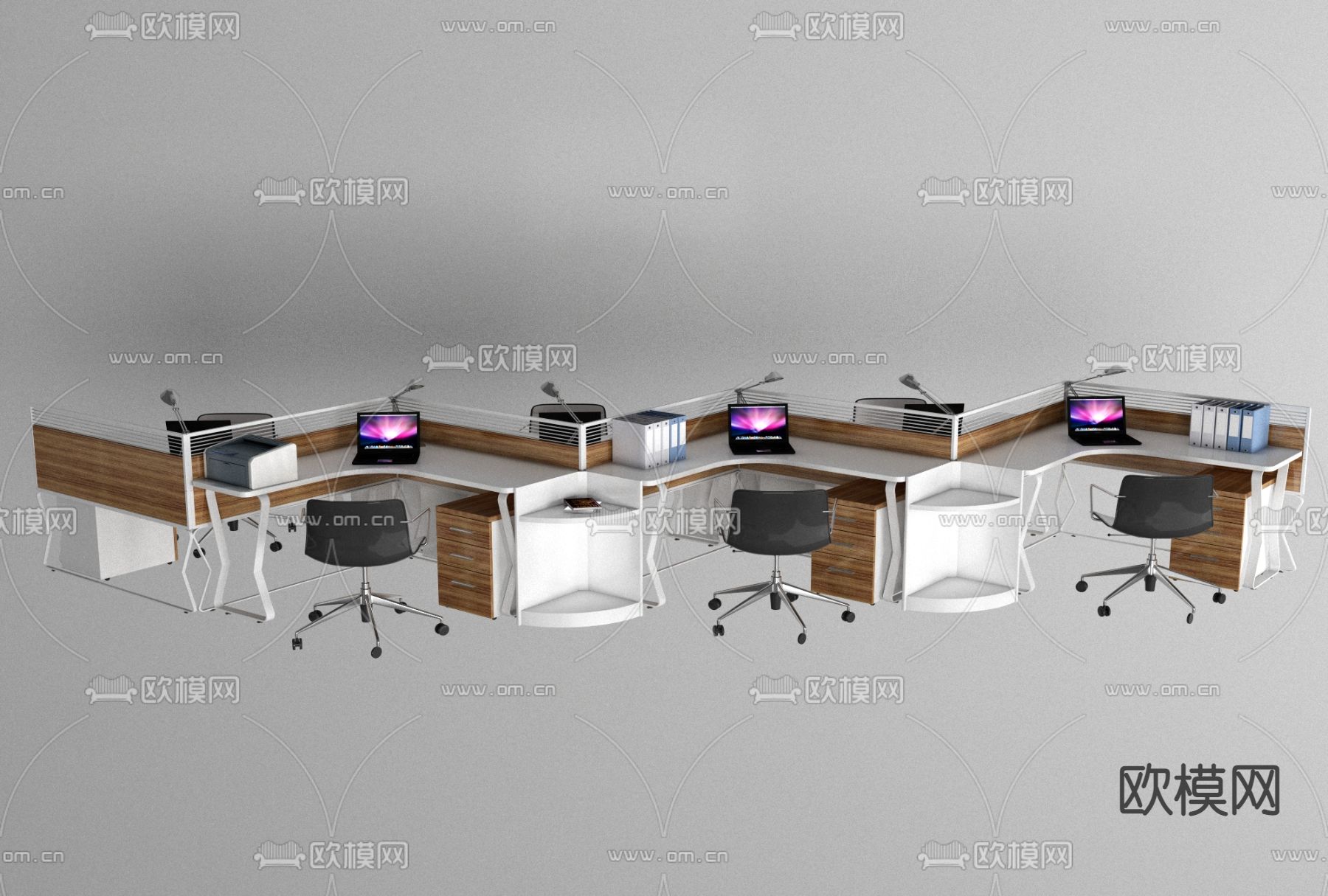 现代办公屏风卡位免费3d模型下载