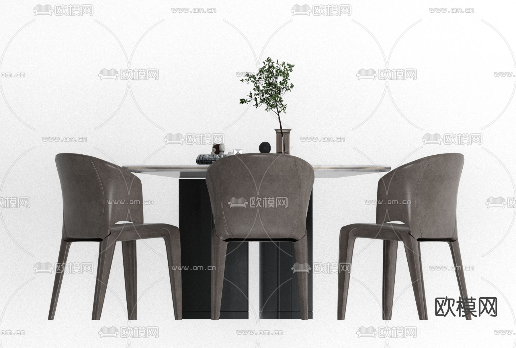 现代大理石餐桌椅免费3d模型下载