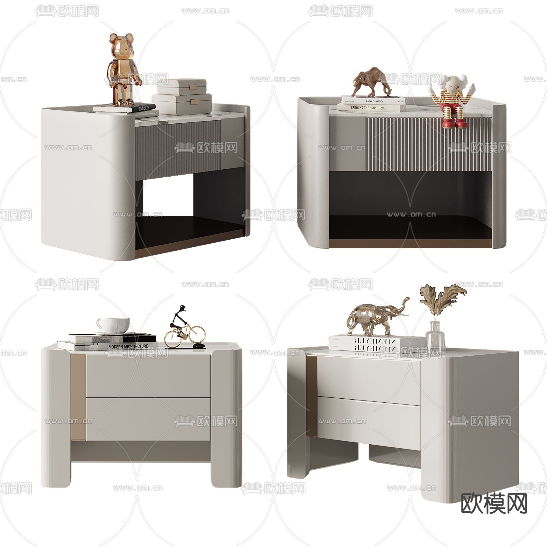 现代轻奢床头柜3d模型下载