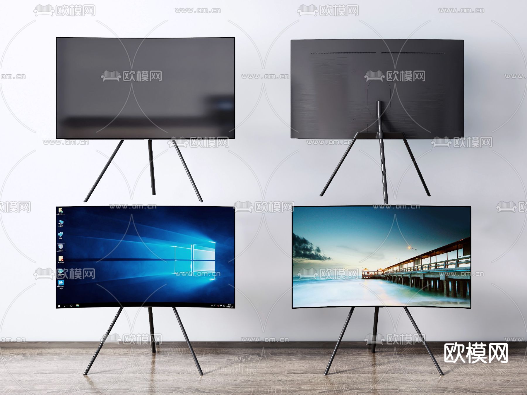 现代电视机支架3d模型下载