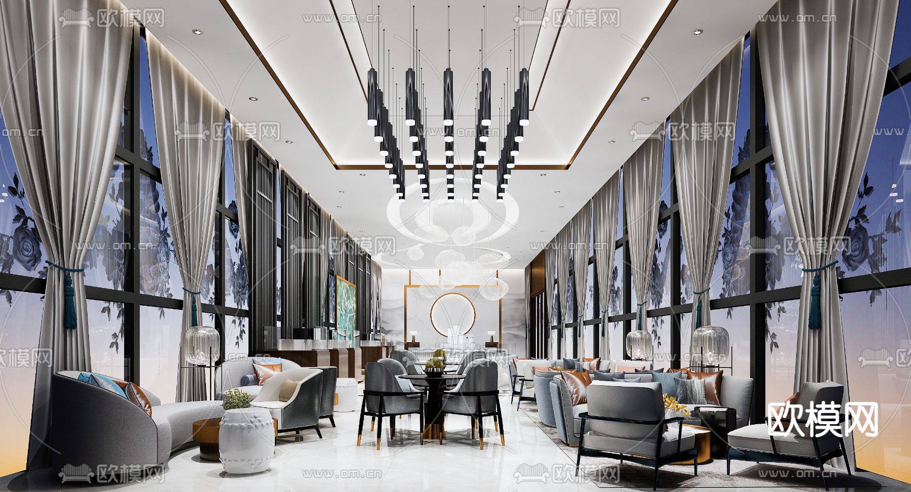 现代休闲洽谈区免费3d模型下载