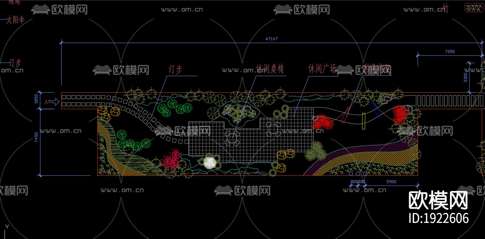 屋顶花园cad施工图下载（渲染图3）