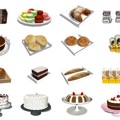  现代面包甜品su模型 