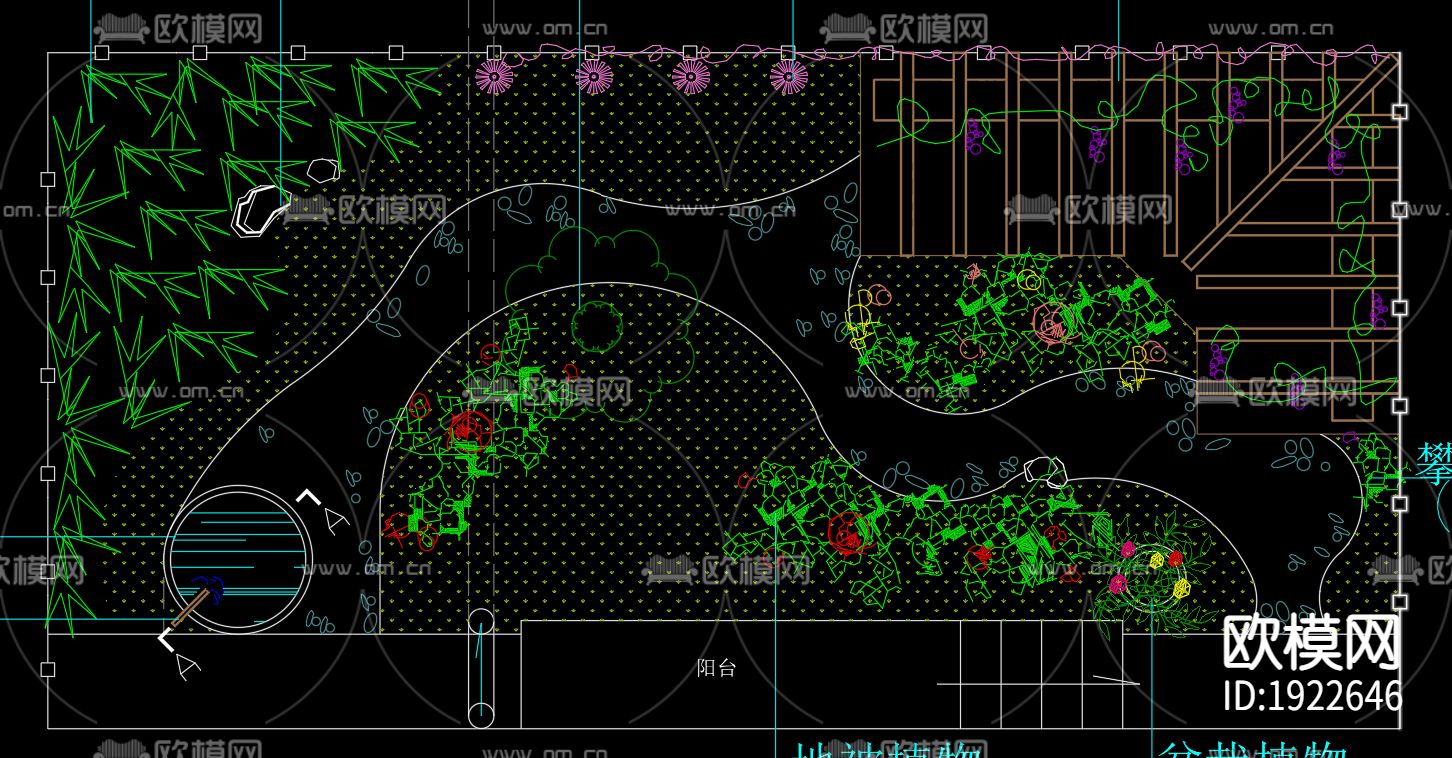 屋顶花园cad施工图下载（渲染图2）