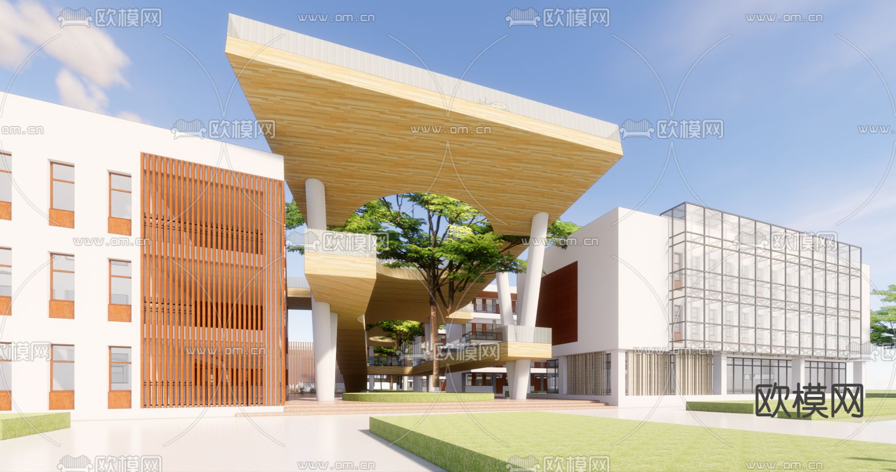 现代新区安仕达小学su模型下载（渲染图7）