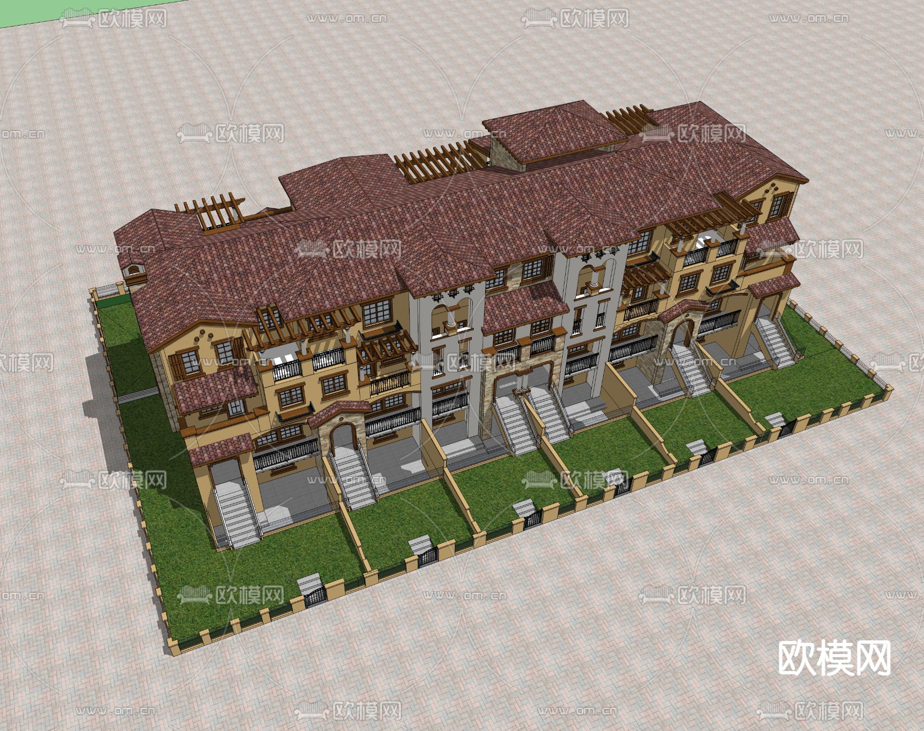 欧式别墅外观su模型下载（渲染图2）