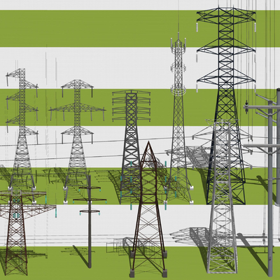  现代电力设施su模型 