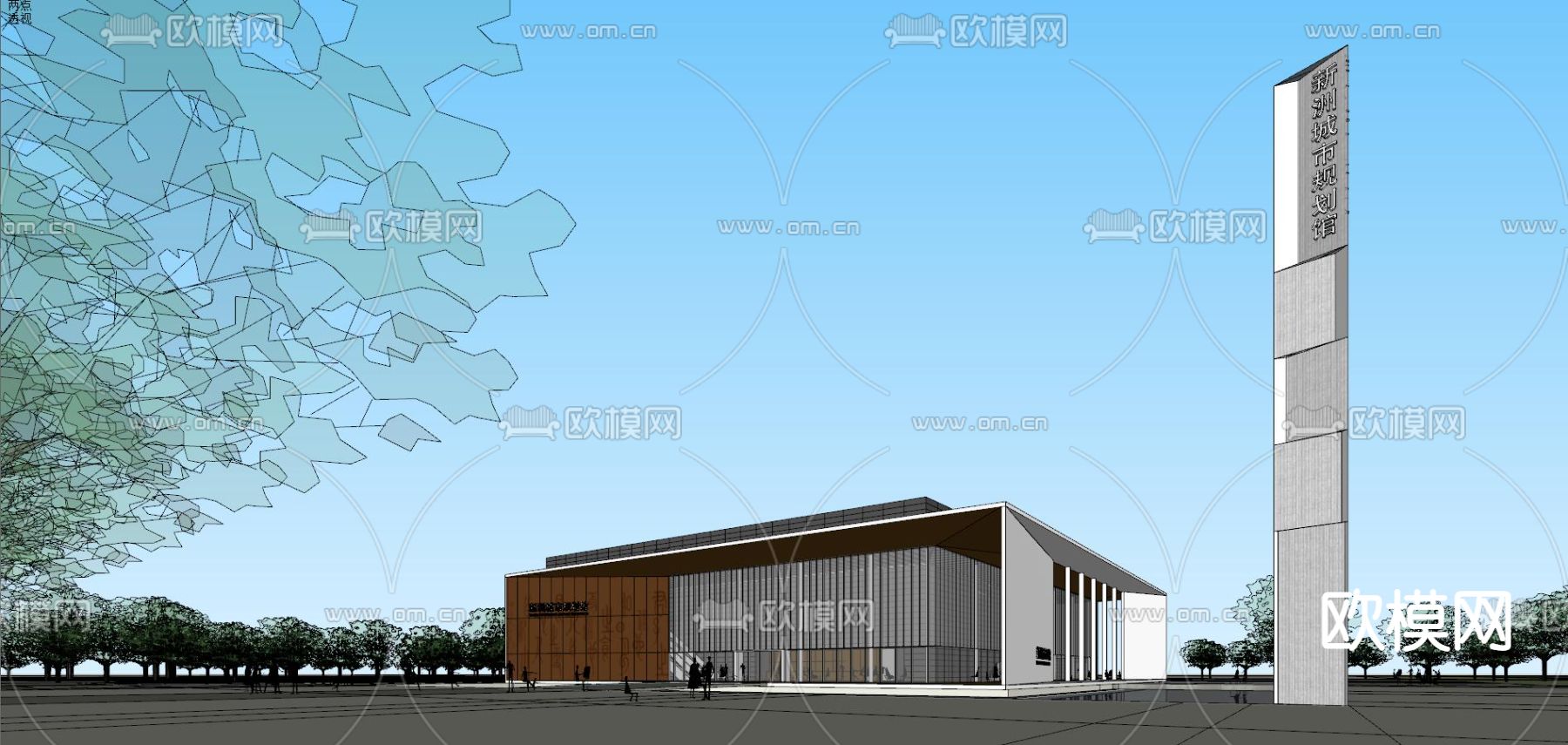 现代城市规划展览馆su模型下载（渲染图5）