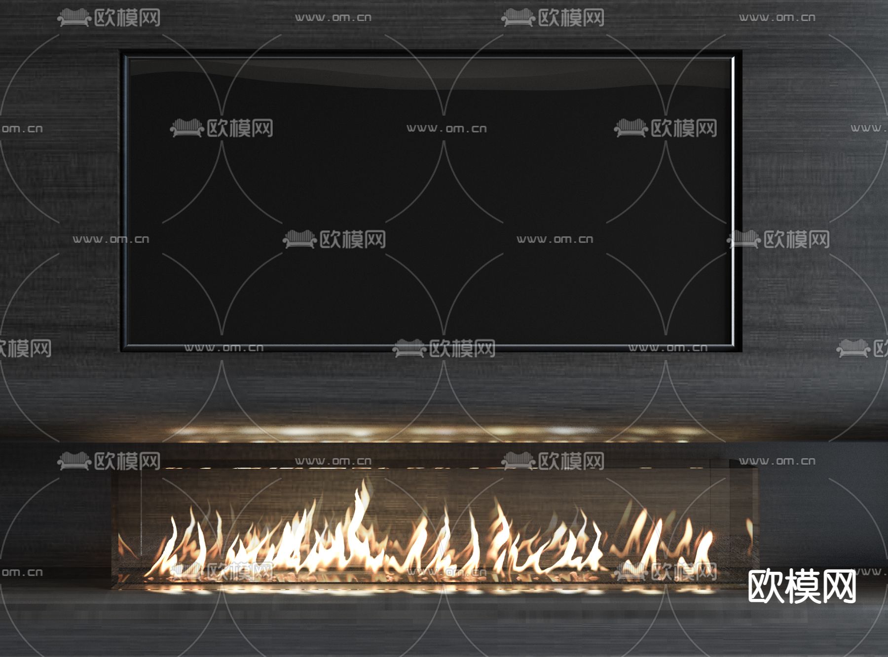 现代壁炉3d模型下载