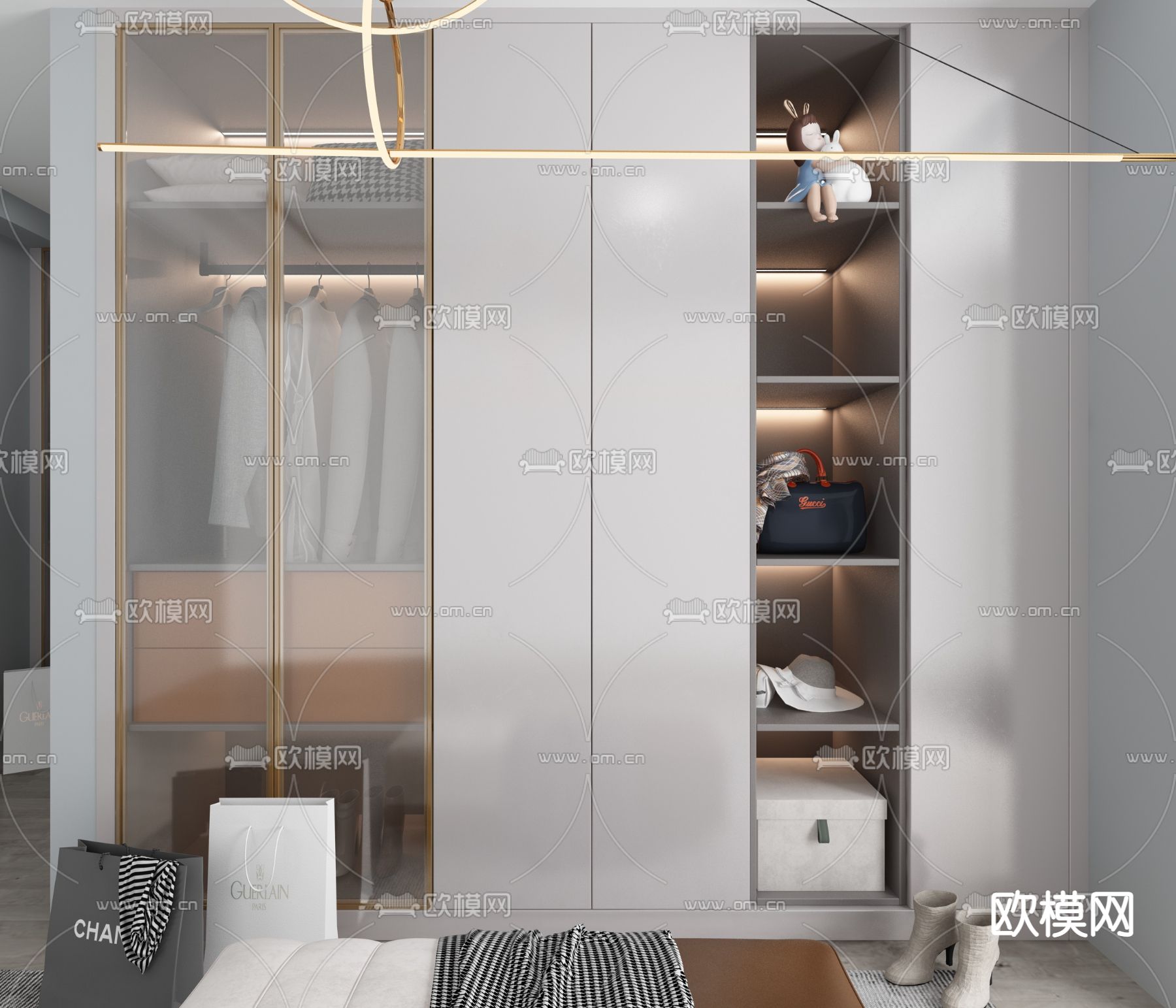 现代衣柜免费3d模型下载（渲染图1）