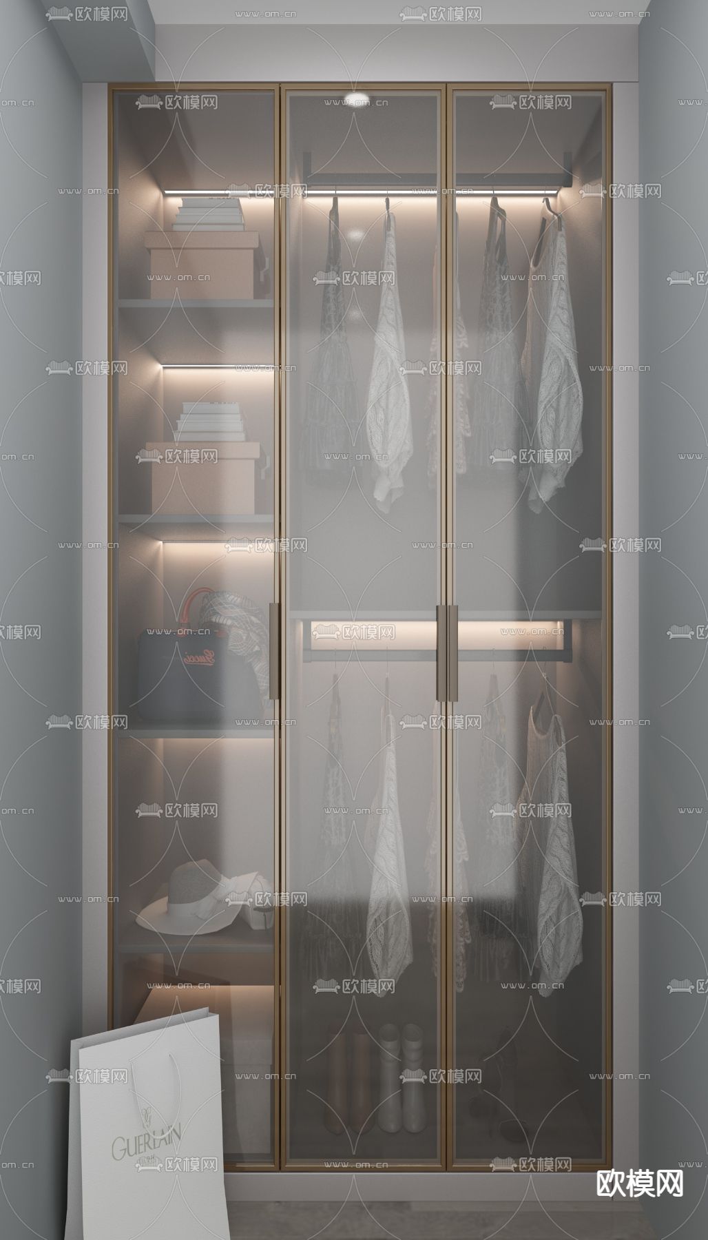 现代衣柜免费3d模型下载（渲染图2）