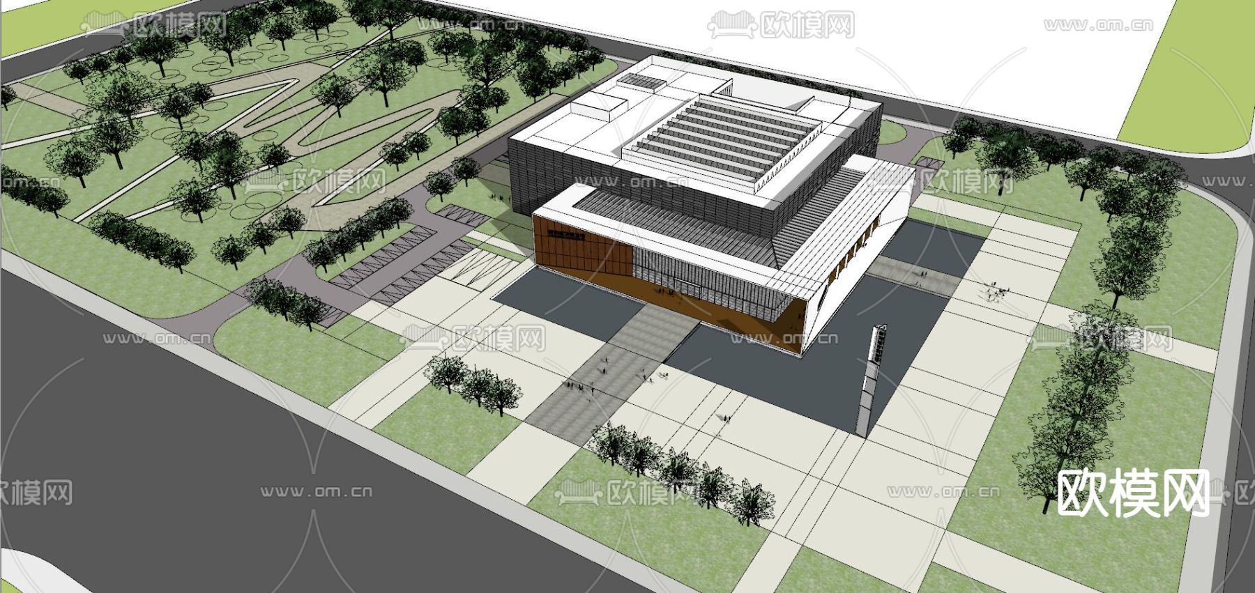 现代城市规划展览馆su模型下载（渲染图10）