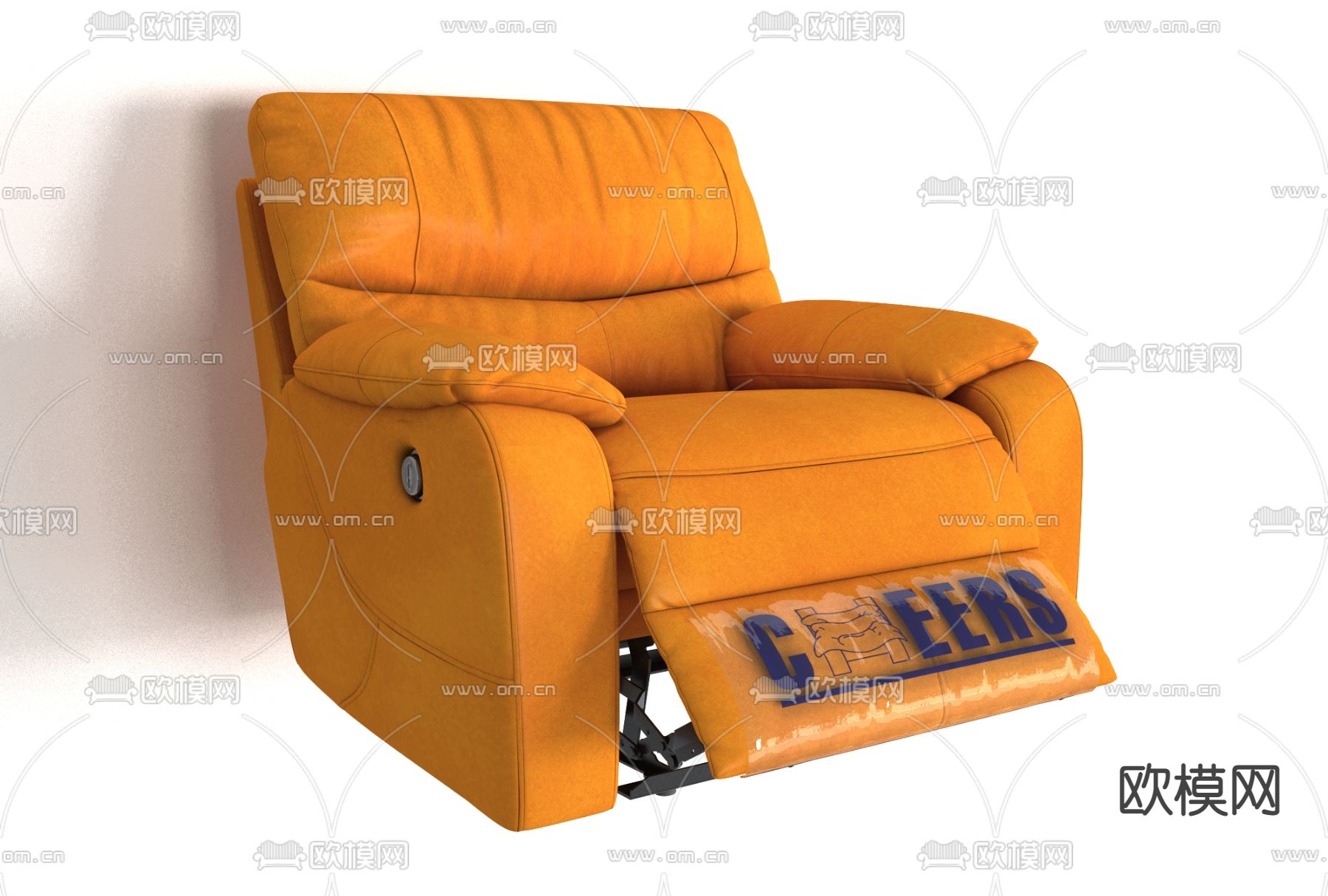 现代皮革单人沙发免费3d模型下载