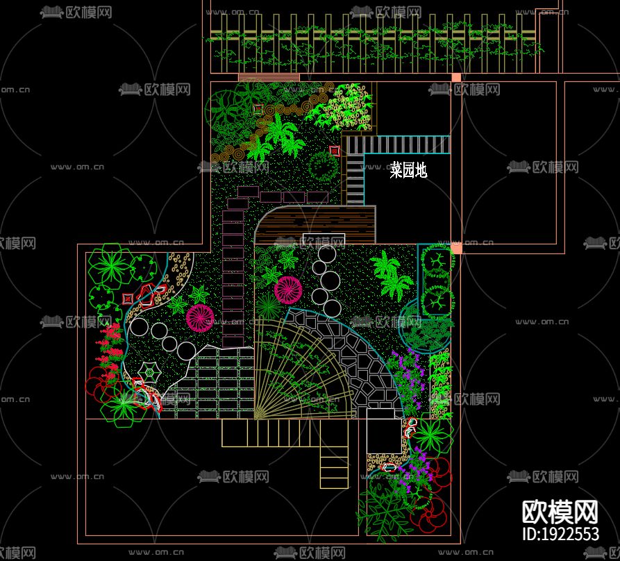 屋顶花园cad施工图下载（渲染图5）