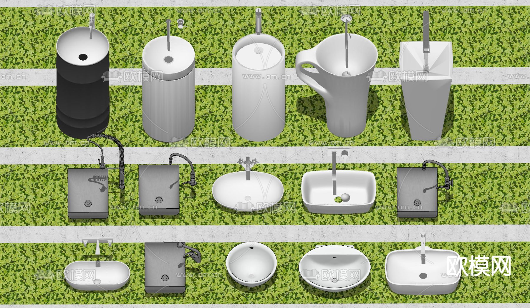 现代室内洗手盆su模型下载