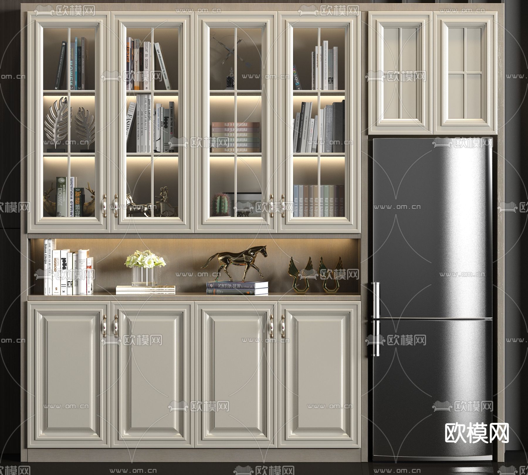 北欧实木装饰柜su模型下载