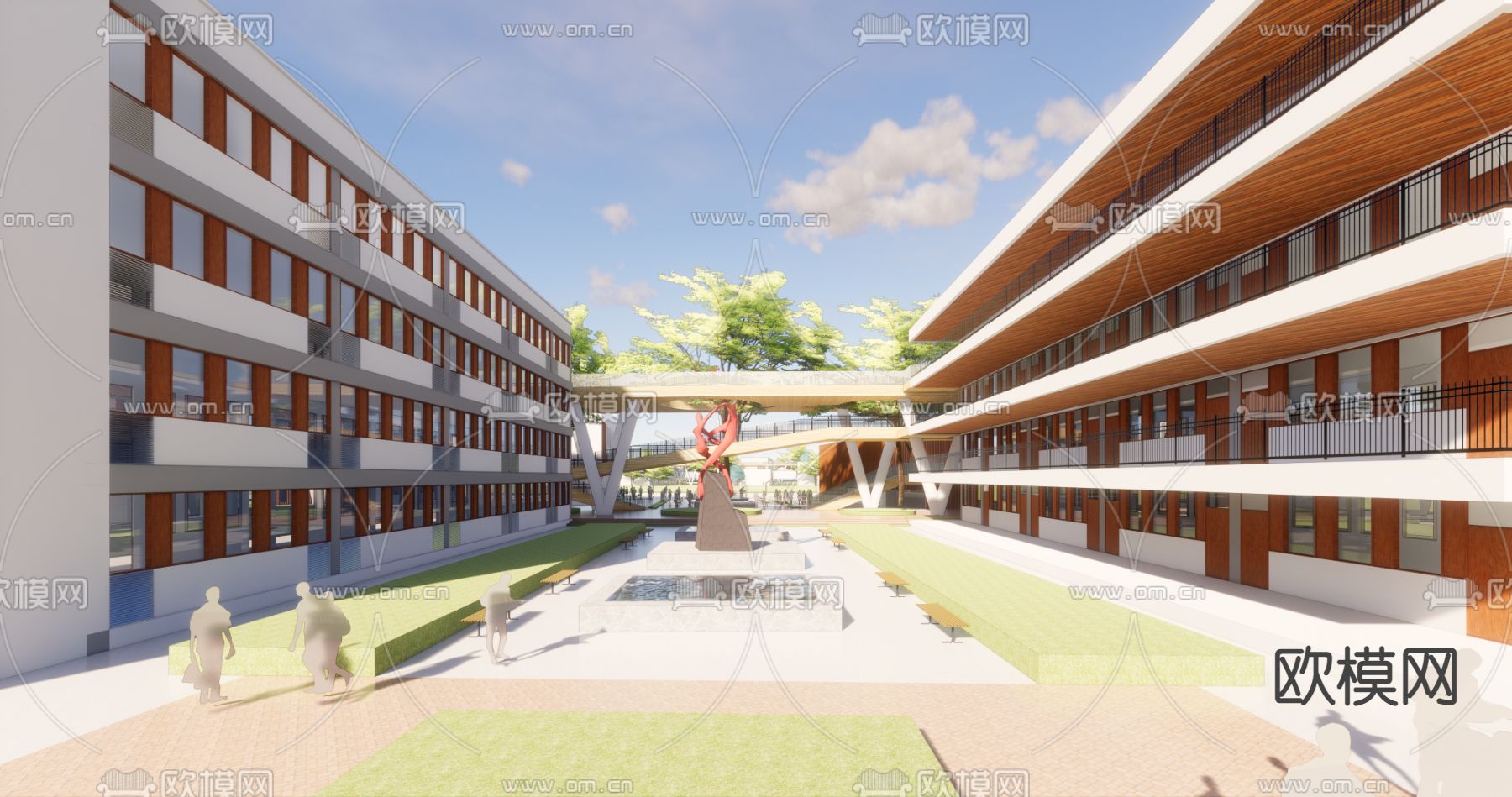 现代新区安仕达小学su模型下载（渲染图10）