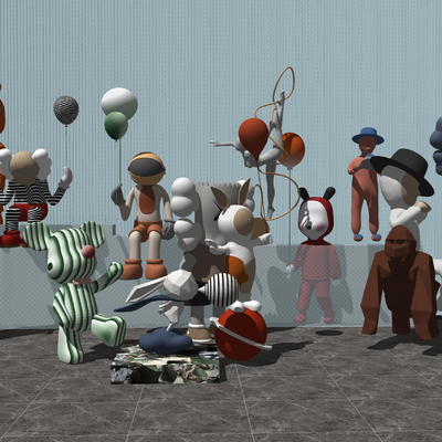  现代雕塑饰品摆件su模型 