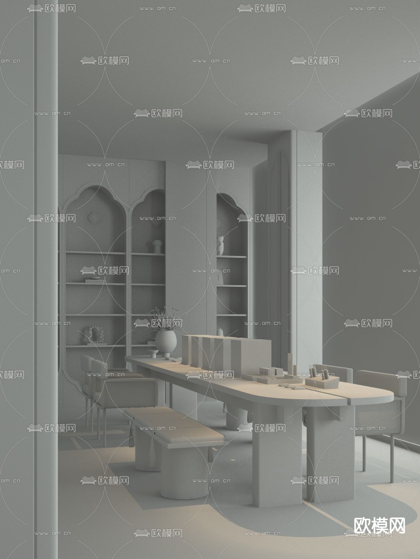 派尚设计 现代售楼处洽谈区3d模型下载（渲染图2）