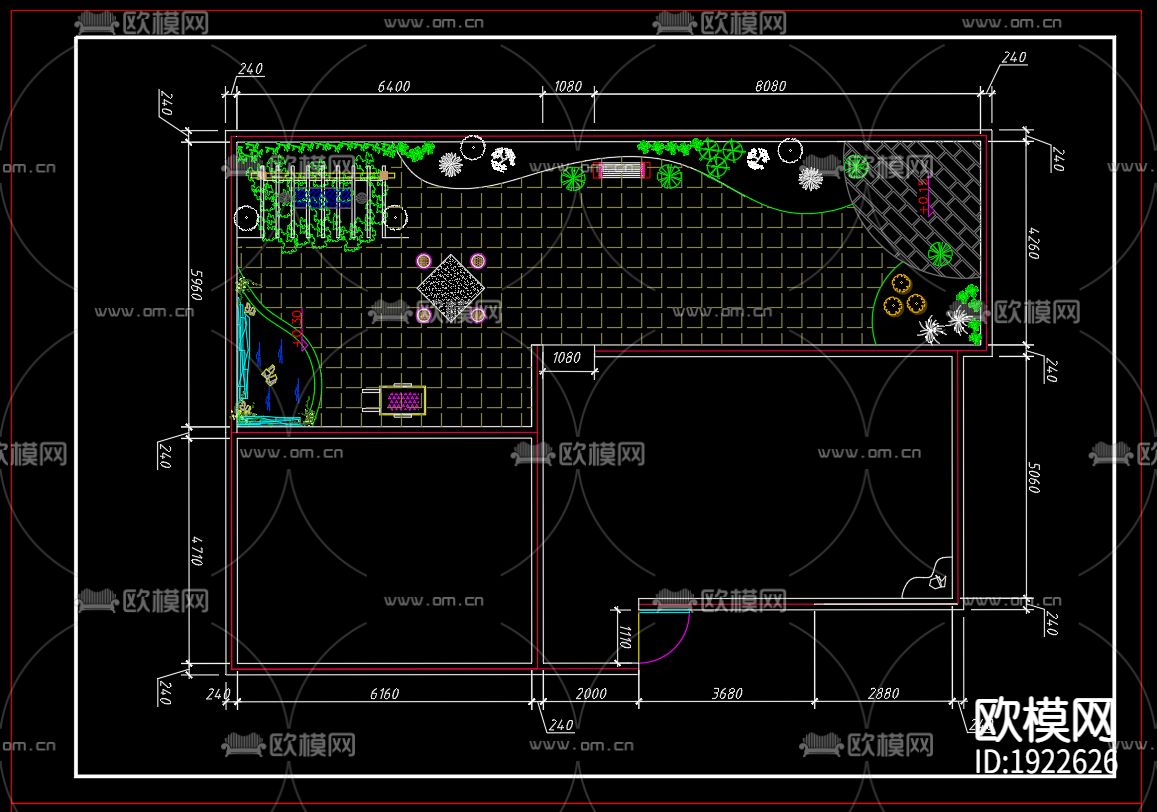 屋顶花园cad施工图下载（渲染图2）