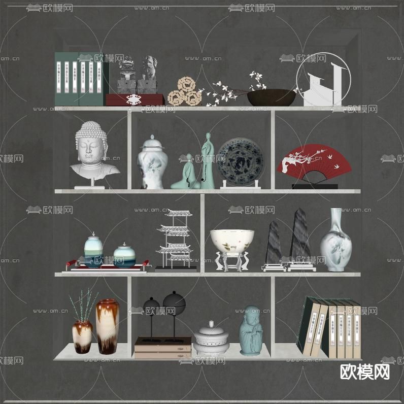 新中式饰品摆件su模型下载（渲染图2）
