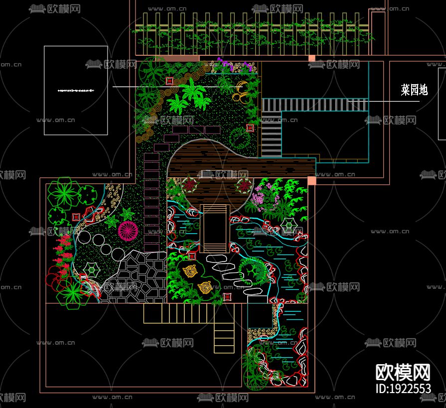 屋顶花园cad施工图下载（渲染图4）
