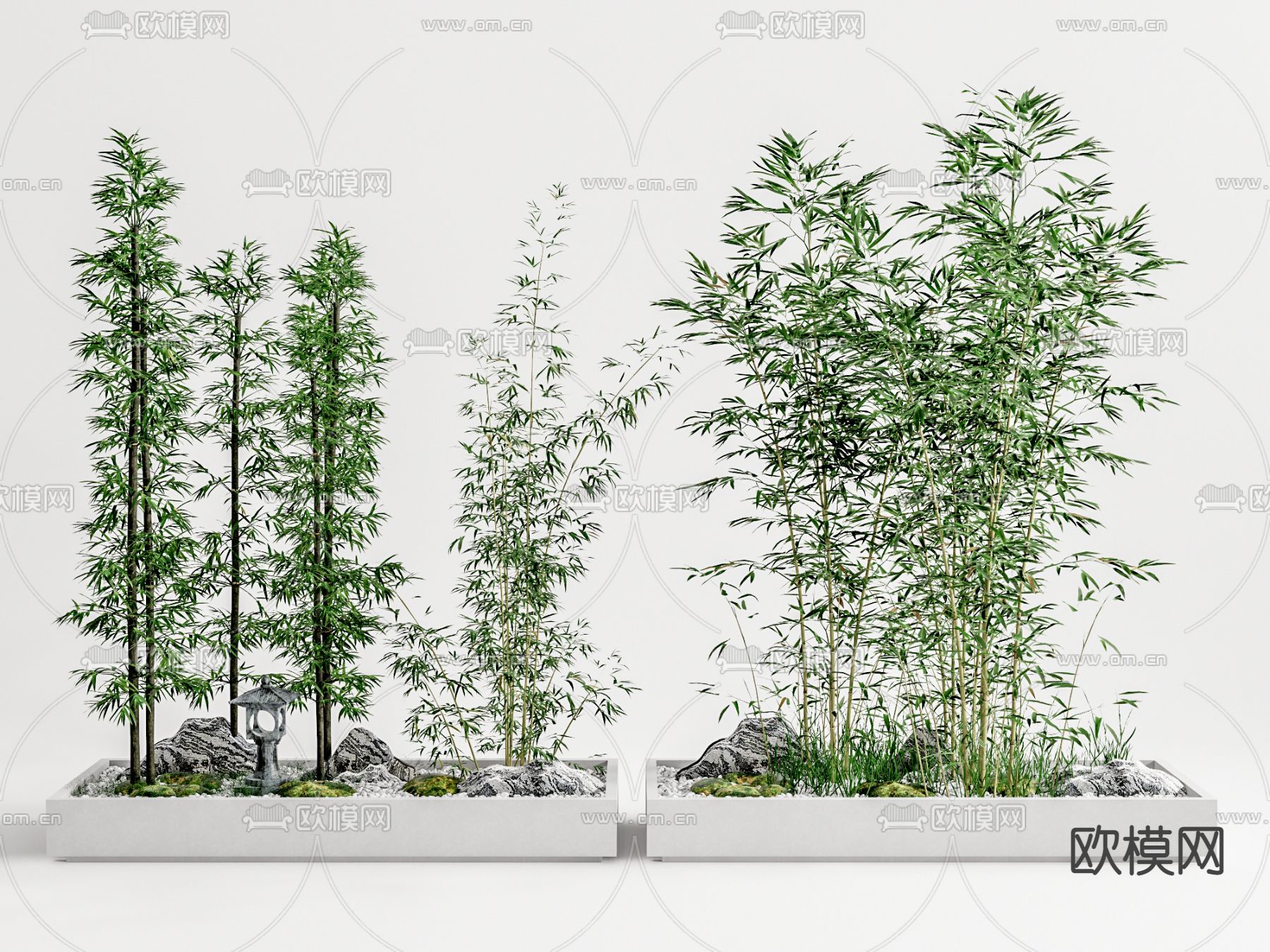 现代竹子su模型下载（渲染图1）
