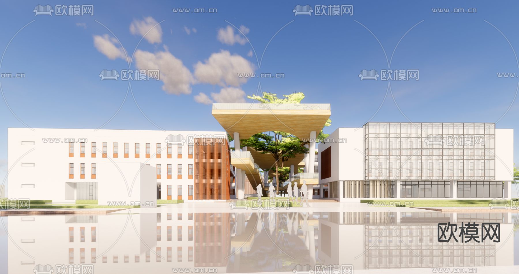 现代新区安仕达小学su模型下载（渲染图5）