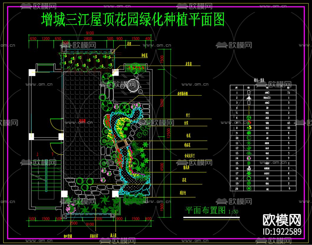 屋顶花园cad施工图下载（渲染图1）