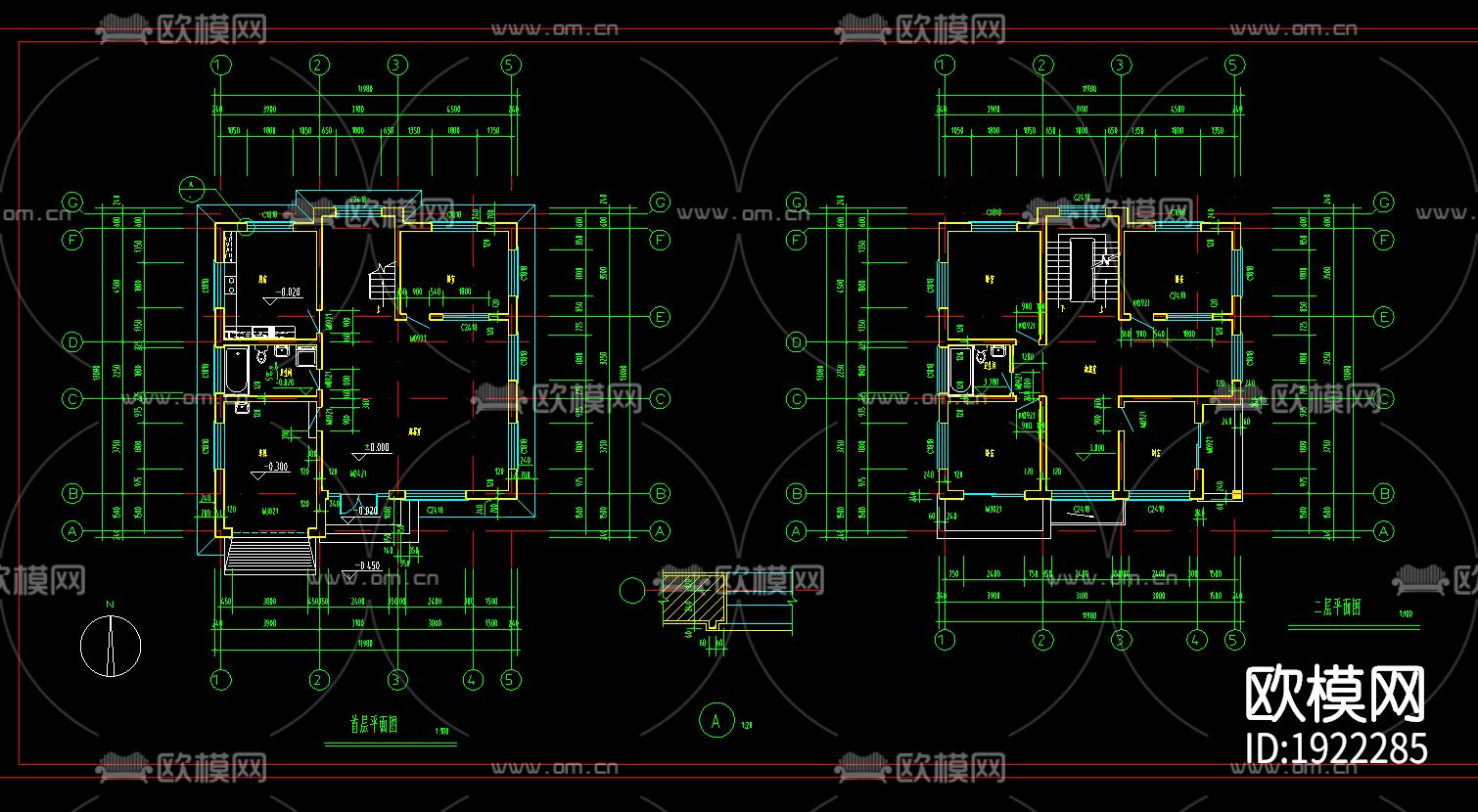 别墅建筑cad图下载（渲染图3）
